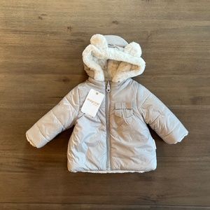 New Baby Infant Girls Mayoral Furry Lined Silver Jacket Coat